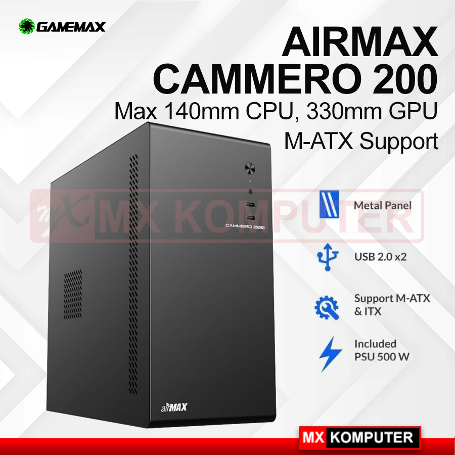 Case GAMEMAX AIRMAX CAMMERO 200 M-Atx CASING PSU 500W
