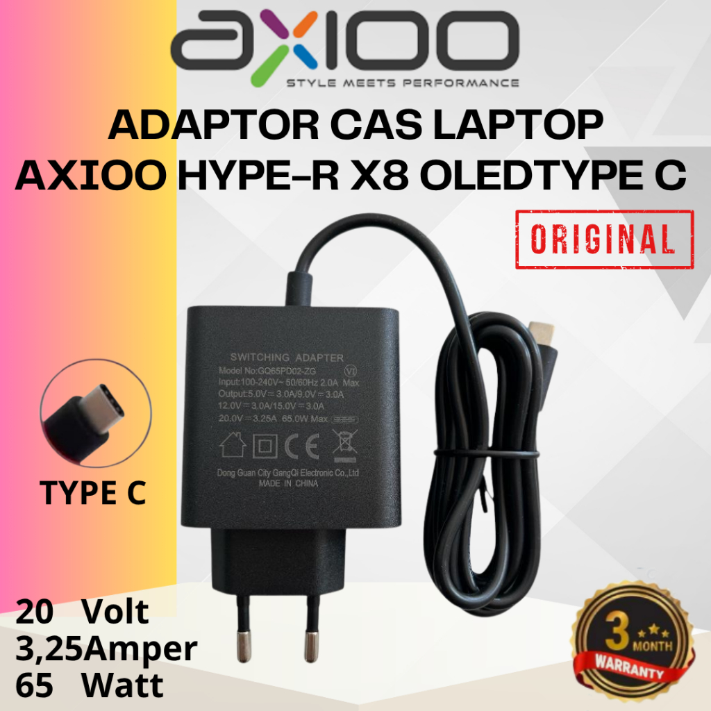 CAS LAPTOP AXIOO HYPE R X8 OLED TYPE C 65W