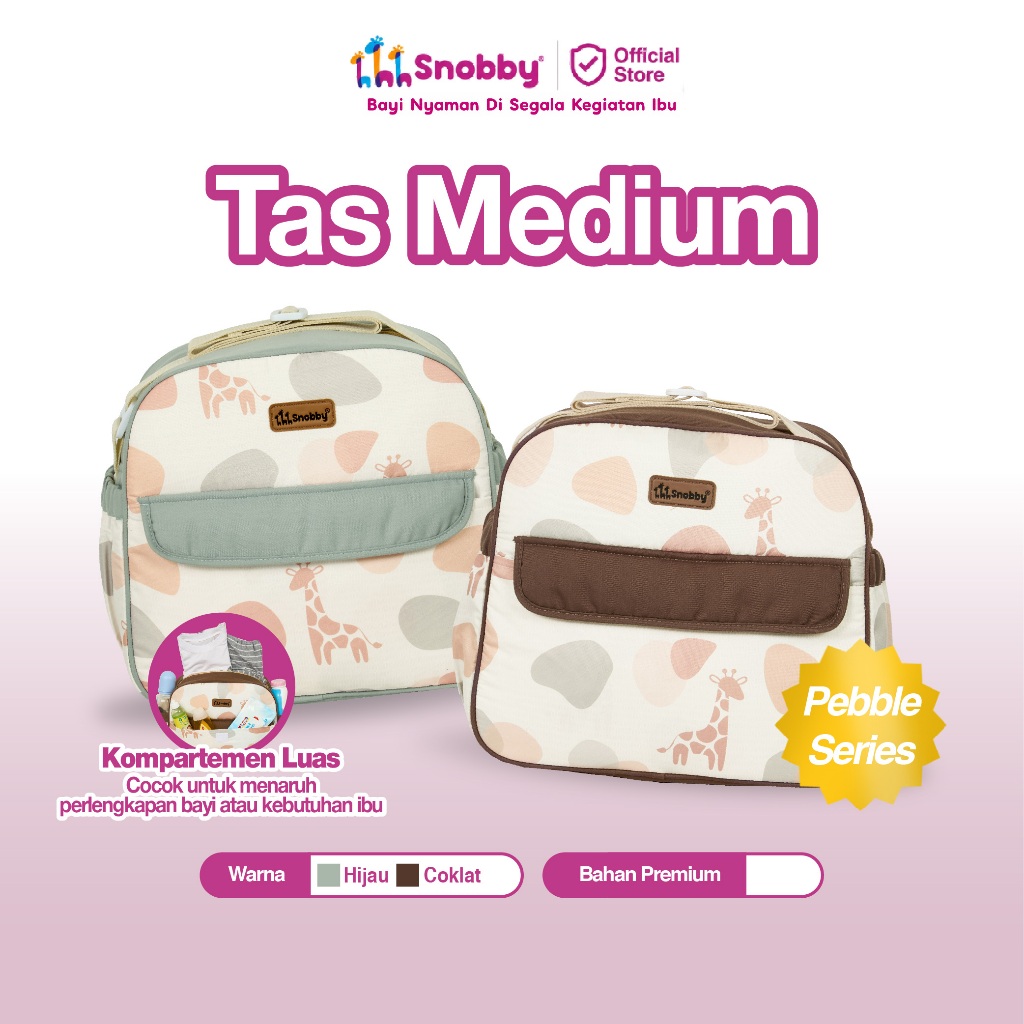 Snobby Tas Bayi Medium Pebble Series SBT4772 - Tas Diaper Bag Selempang Perlengkapan Bayi Modern