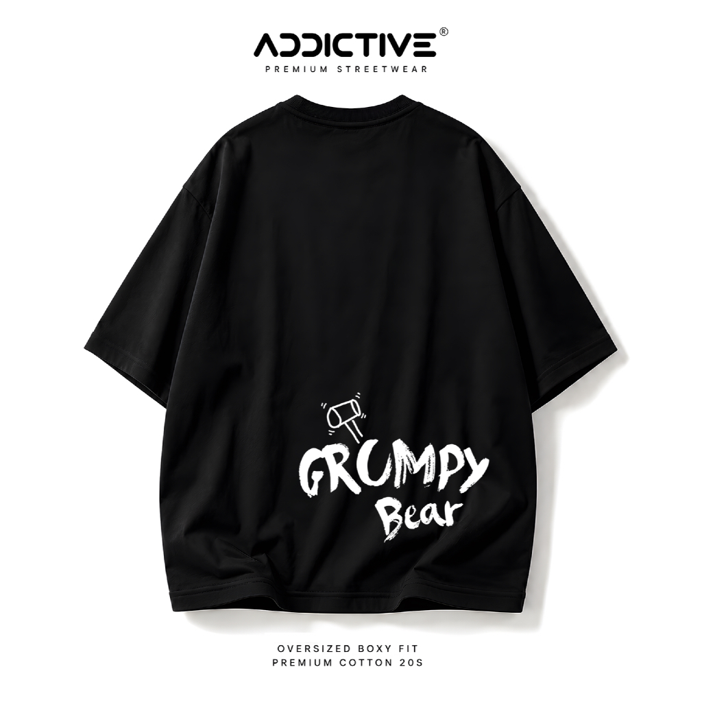 BEST SALE Addictive - Kaos Oversize Premium Boxy Fit Pria Wanita GRUMPY BEAR Reflective Streetwear