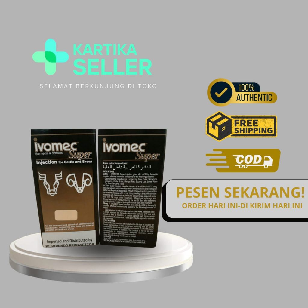 Ivomec Super obat antiparasit spektrum luas untuk hewan (ternak dan peliharaan) yang mengandung Iver