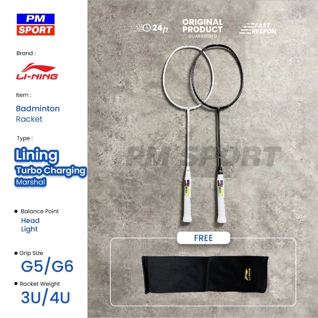 RAKET BADMINTON LINING TURBOCHARGING MARSHAL TURBO CHARGING BULUTANGKIS ORIGINAL