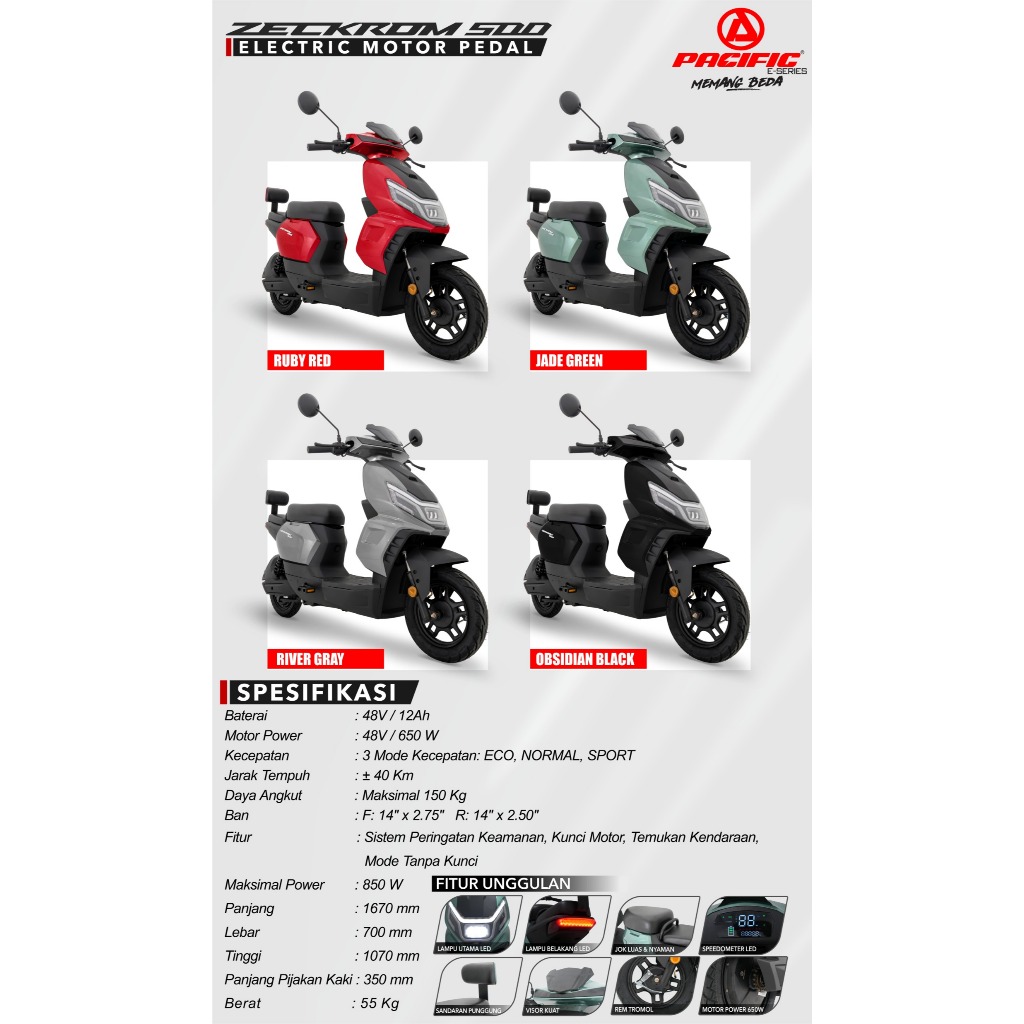Sepeda Listrik Pacific Zeckrom 500 Terbaru Bergaransi Sepeda Listrik E Bike Pacific Zeckrom 500