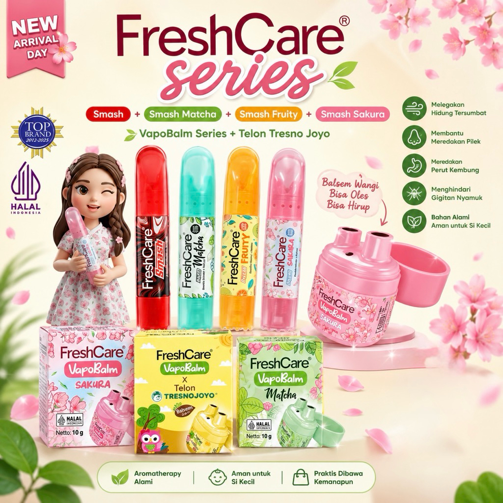 Fresh Care Smash Double Inhaler Roll On Kerokan Pijat Minyak Angin Aromaterapi Oil Matcha Smash Frui