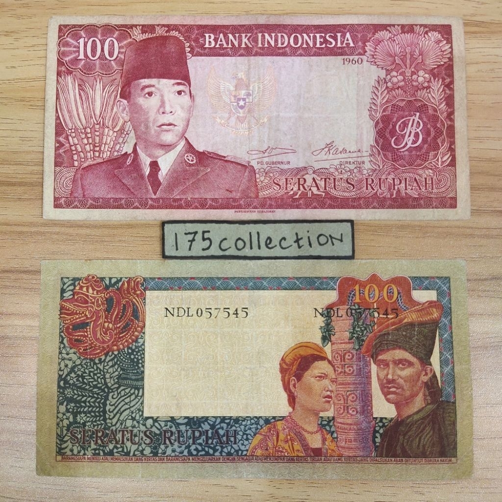 Uang Kertas Kuno Indonesia 100 Rupiah Soekarno Tahun 1960 Asli