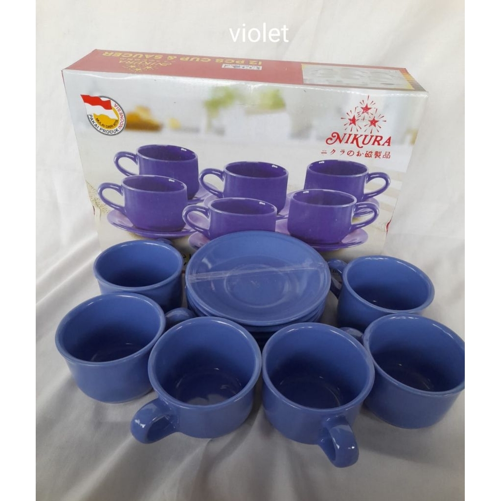 Nikura Cangkir Lepek Set 12 Pcs / Cangkir Set Keramik