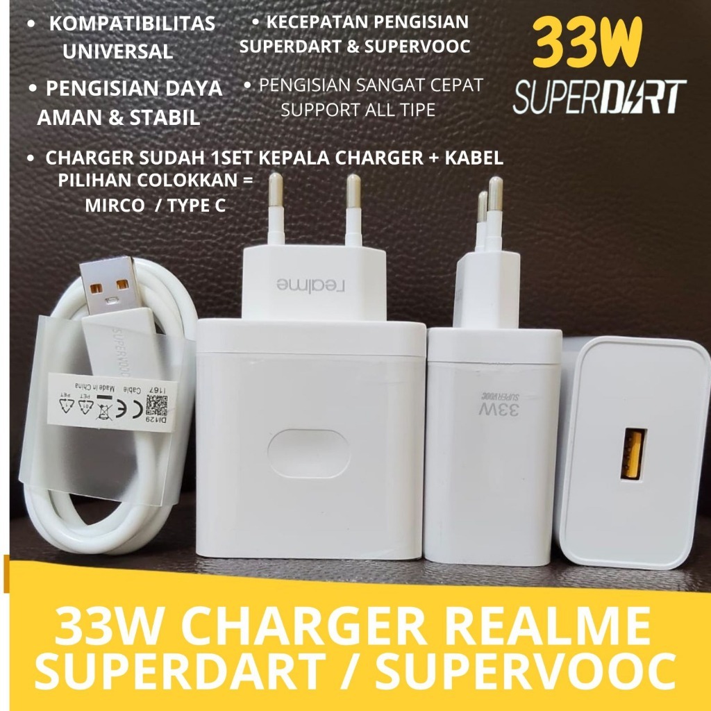 Charger REALME 33w,45w,67w,80w,100w / SUPER VOOC SUPERDART Fast Charging Type C / charger realme 65W