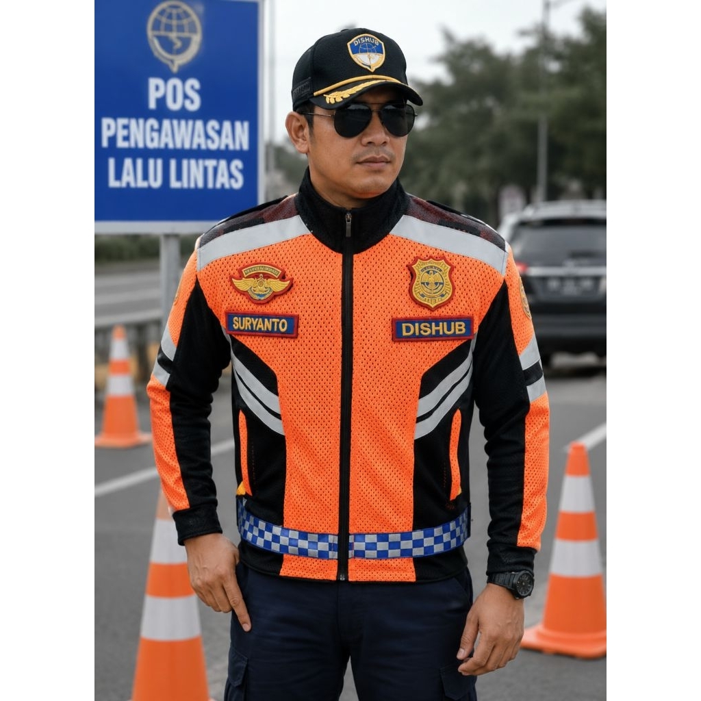 JAKET DINAS JALA/JARING DISHUB TERBARU ORANGE KOMBINASI HITAM