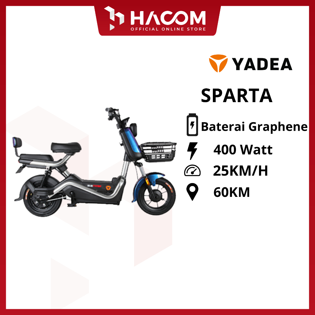 Sepeda Listrik Yadea Sparta - Baterai Graphene 6 Jam Pengisian