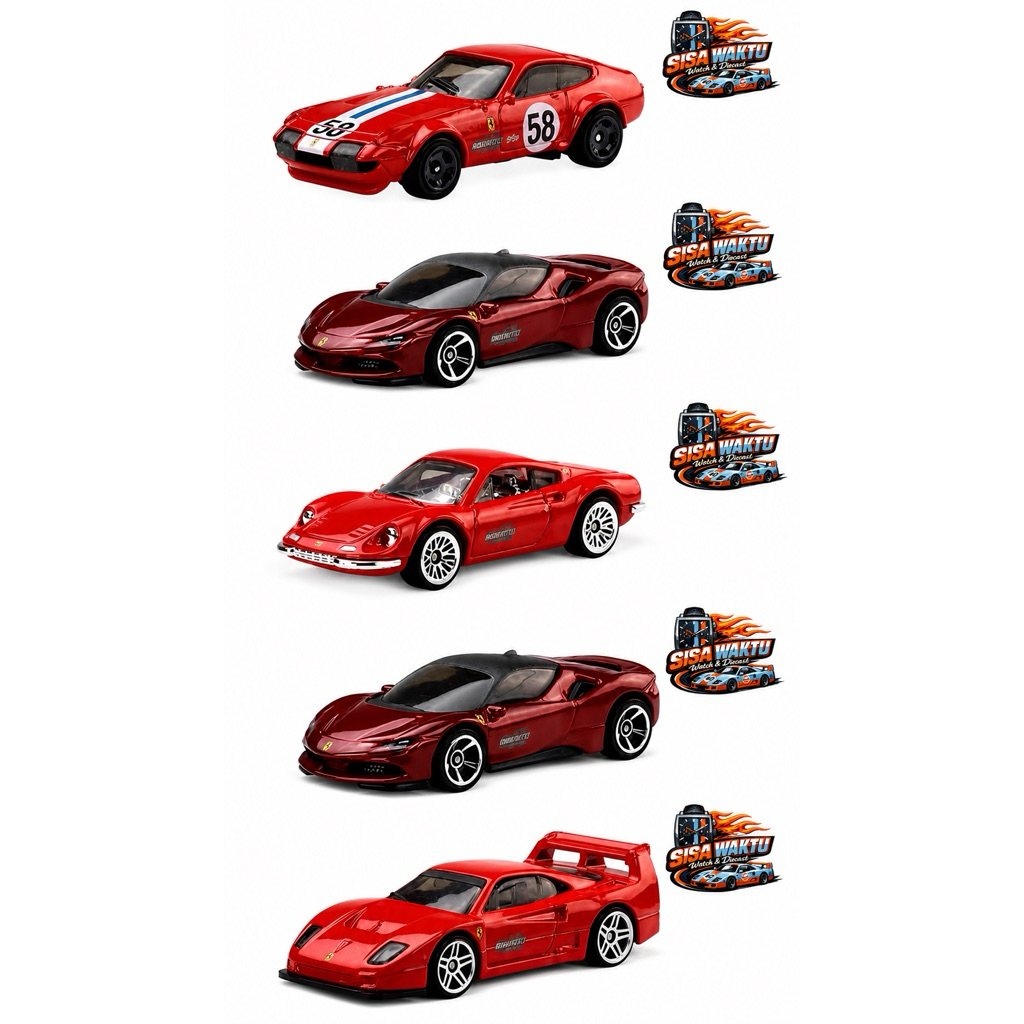 HOT WHEELS FERRARI loose gift pack DINO 206 GT / SF90 STRADALE / 365 GTB4 C / 12CILINDRI / F40 COMPE