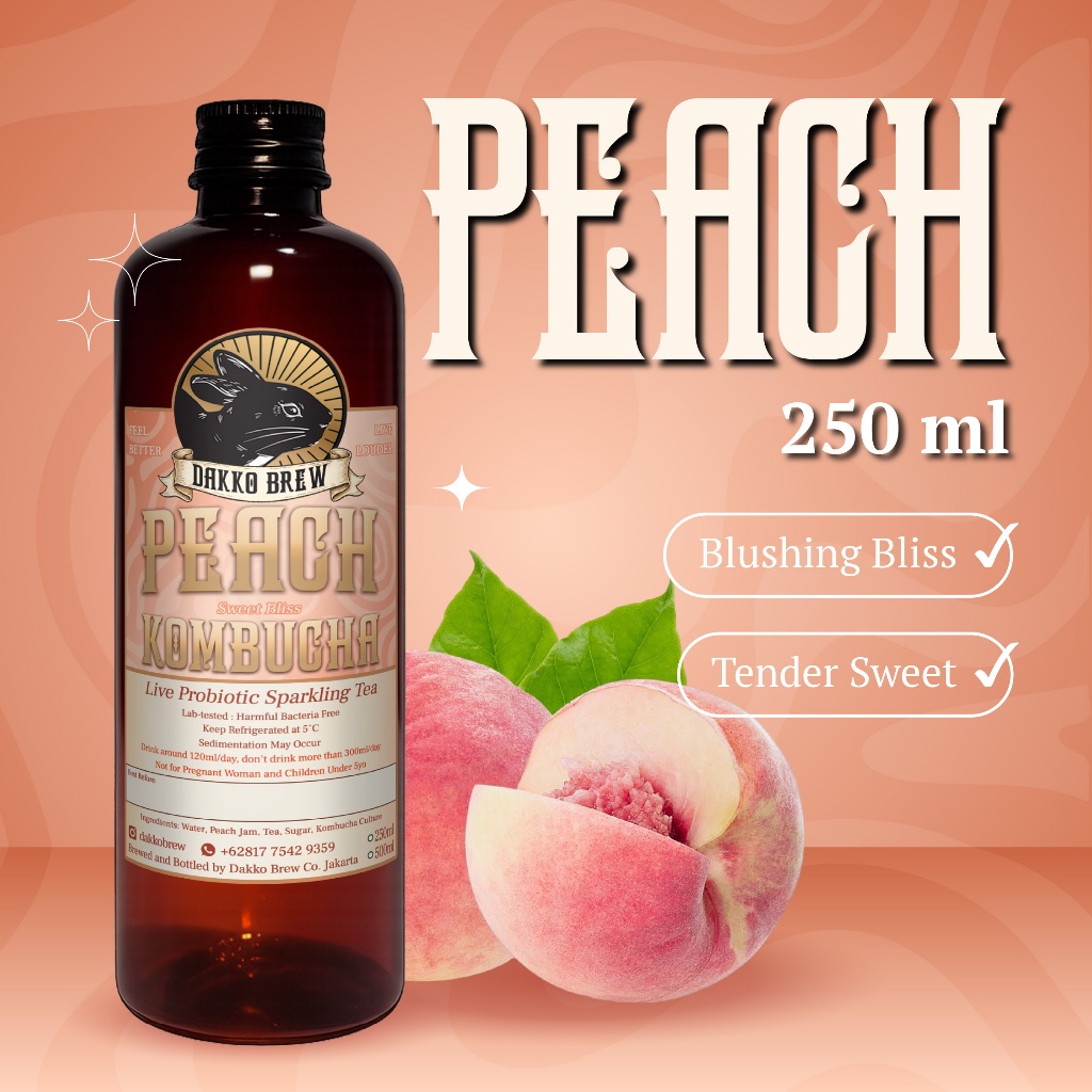 Dakko Brew Kombucha Peach 250 ml
