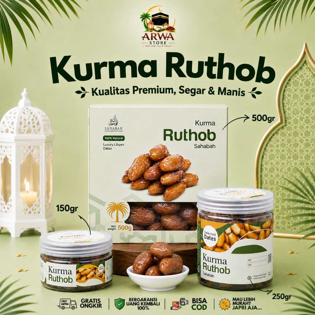 ARWASTORE - Kurma Ruthob Libya Fresh Segar Frozen | Kurma Muda Ruthab Basah Premium Manis Original P