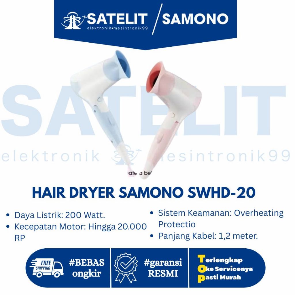 HAIR DRYER SAMONO SWHD-20  | Pengering Rambut | Angin Kuat & Panas Cepat