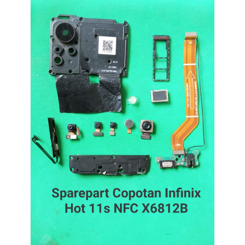 Sparepart Copotan Infinix Hot 11s NFC X6812B Original normal  flexi UI board  kabel siyal  buzzer Lo