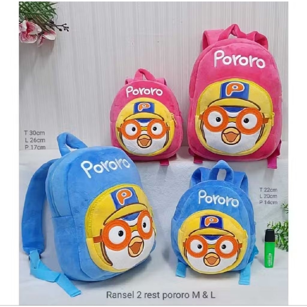 Tas Punggung Backpack Ransel Anak Boneka Pororo Sulley Nemo Minion Elmo Barney