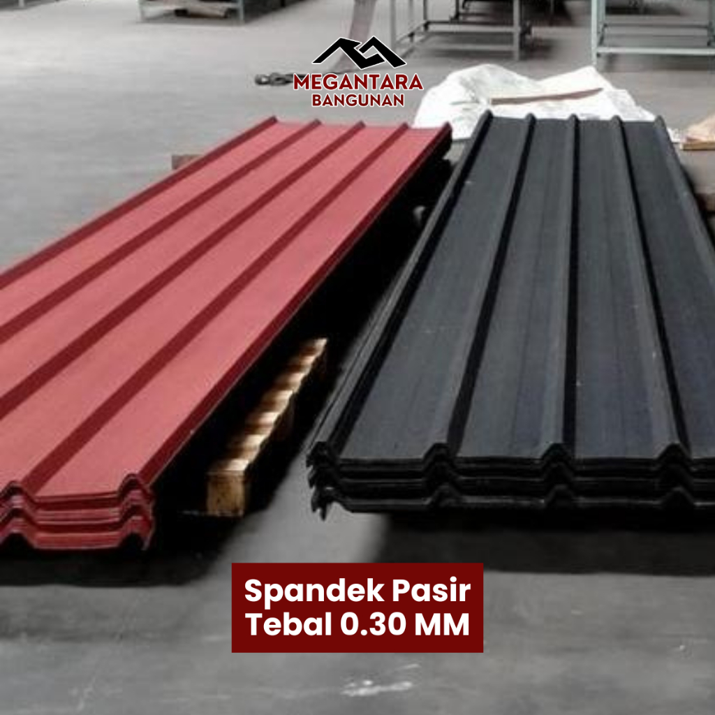 Spandek Pasir 0.30mm Per Meter Atap Spandek Warna Merah Hitam Kanopi Rumah Gudang Ruko
