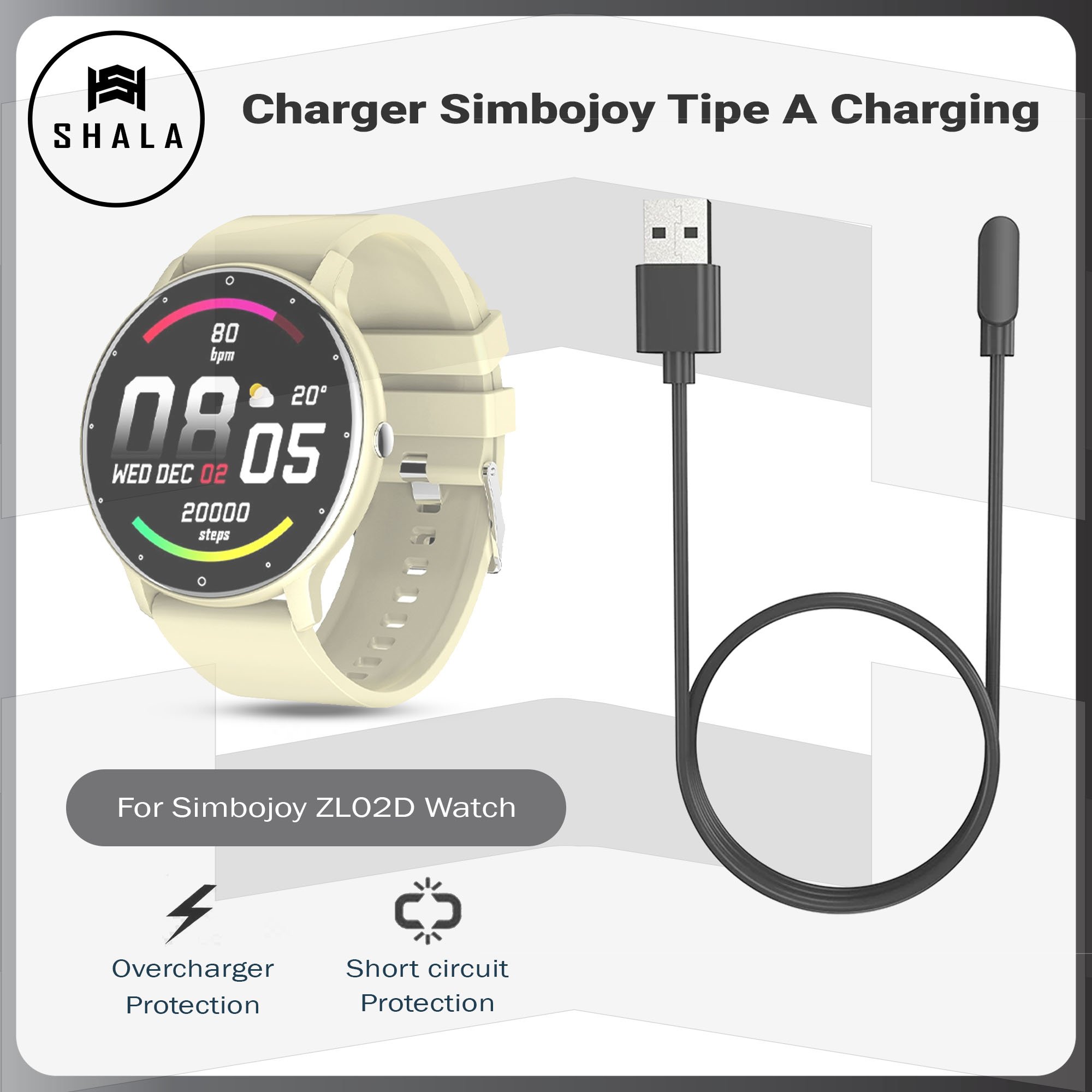 Kabel Charger Simbojoy ZL02D Smartwatch Tipe A Charging