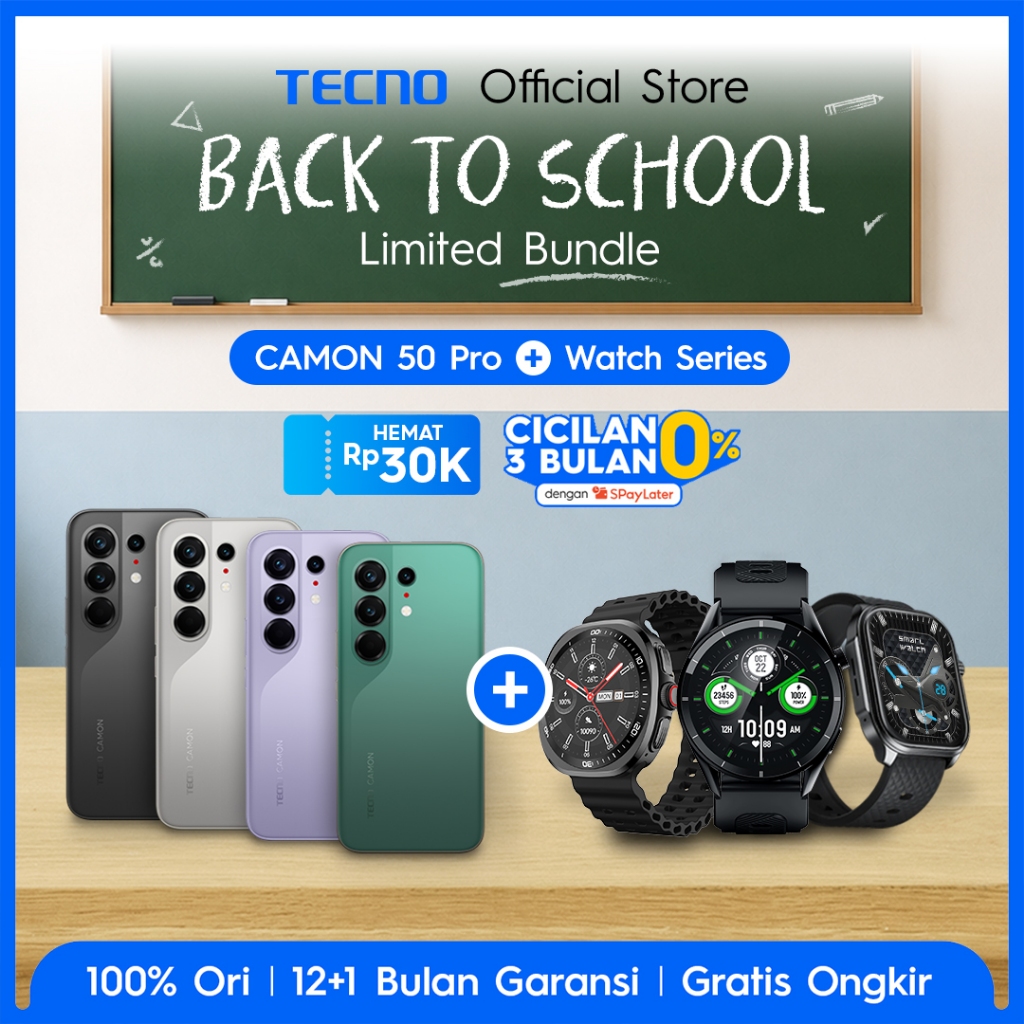 [PROMO BUNDLE] TECNO CAMON 50 Pro & Smart Watch - Watch 3 Active/Watch Pro 3/Watch Neo, RAM 8/12GB, 