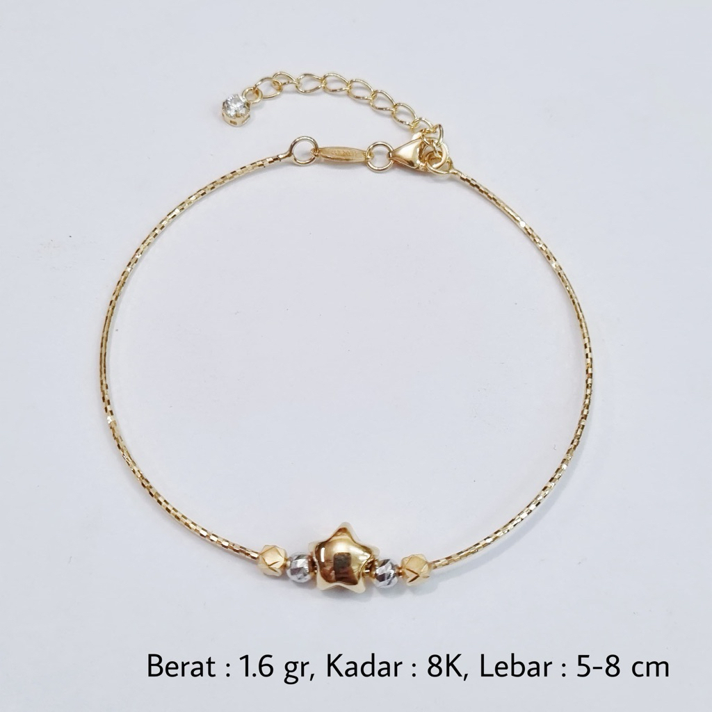 MA3- GELANG CHOKER BINTANG 3WARNA UBS 1.6GR KADAR 375 8K DIAMETER 5.2CM