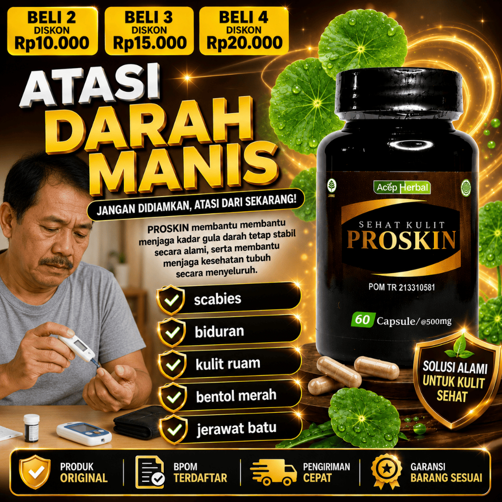 < Proskin Kapsul Menjaga Kulit Dari Dalam,Gatal Gatal, Darah Manis, Prurigo
