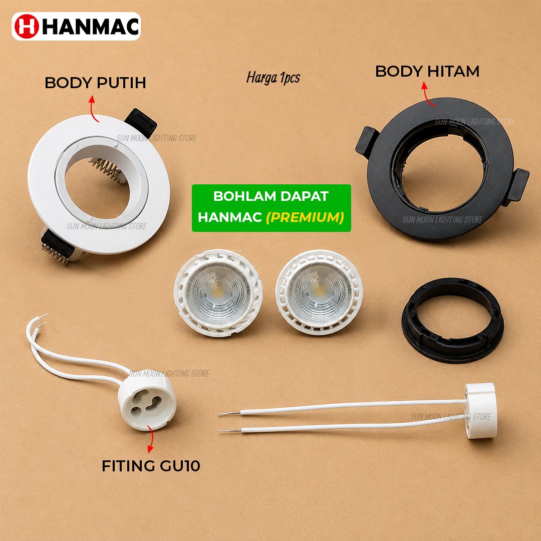 Lampu downlight led fiting GU10 rumah housing bahan aluminium inbow