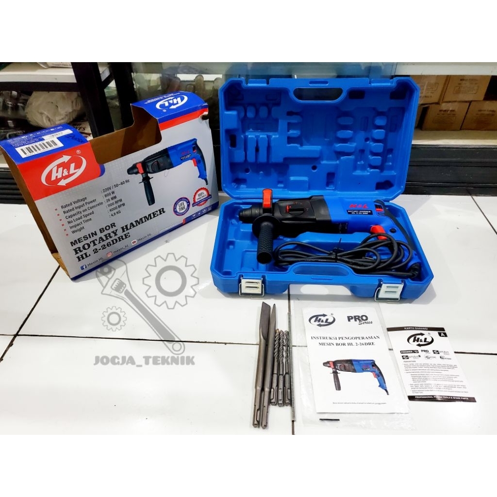 Rotary Hammer Drill SDS H&L HL 2-26 DRE / Mesin Bor Tembok Rotary Hammer H&L 800 WATT