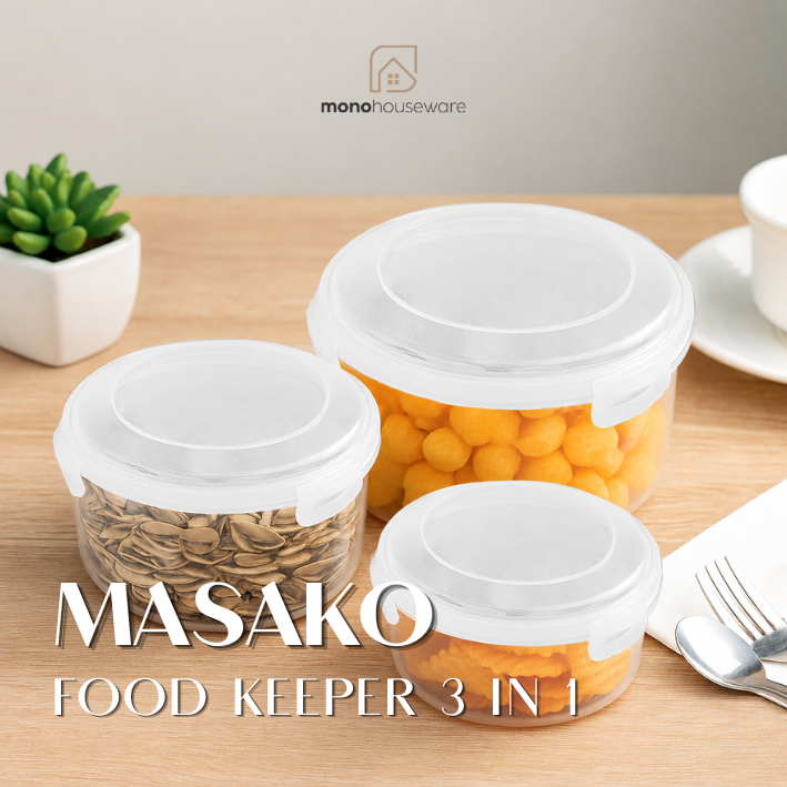 [ MONO ] MASAKO FODE KEEPER 3 IN 1/WADAH MAKANAN/SET TEMPAT MAKAN/SET KOTAK MAKAN