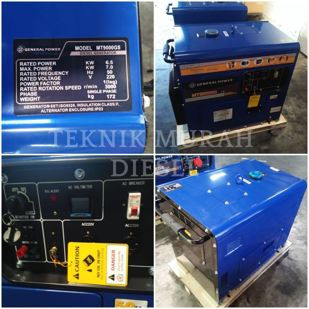 GENSET SILENT TERBAIK GENERAL MT9000GS 7000 WATT