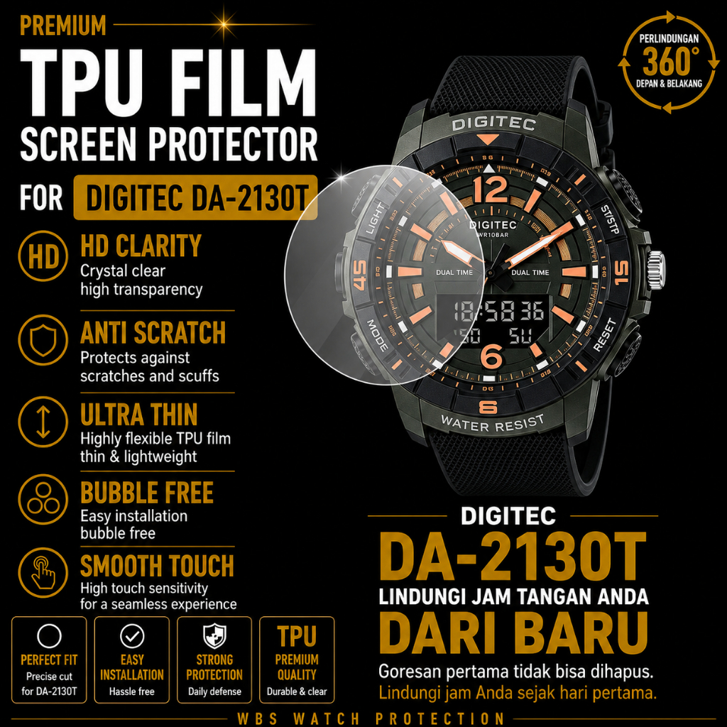 Anti Gores Digitec DA-2130T DA2130 Screen Protector Pelindung Kaca Jam Tangan