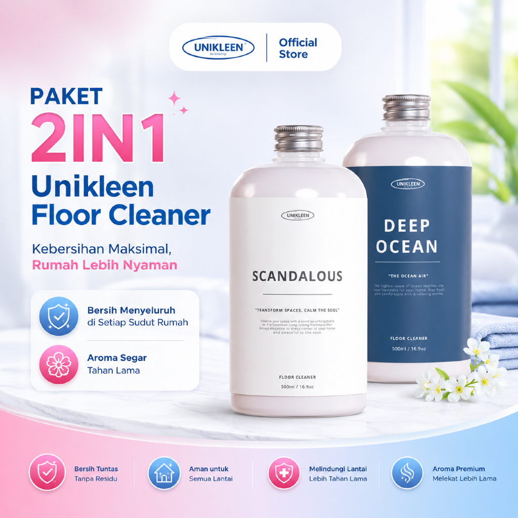 [PAKET 2in1] Unikleen Floor Cleaner Pembersih Lantai Antibacterial Cairan Pembersih Anti Lengket Ber