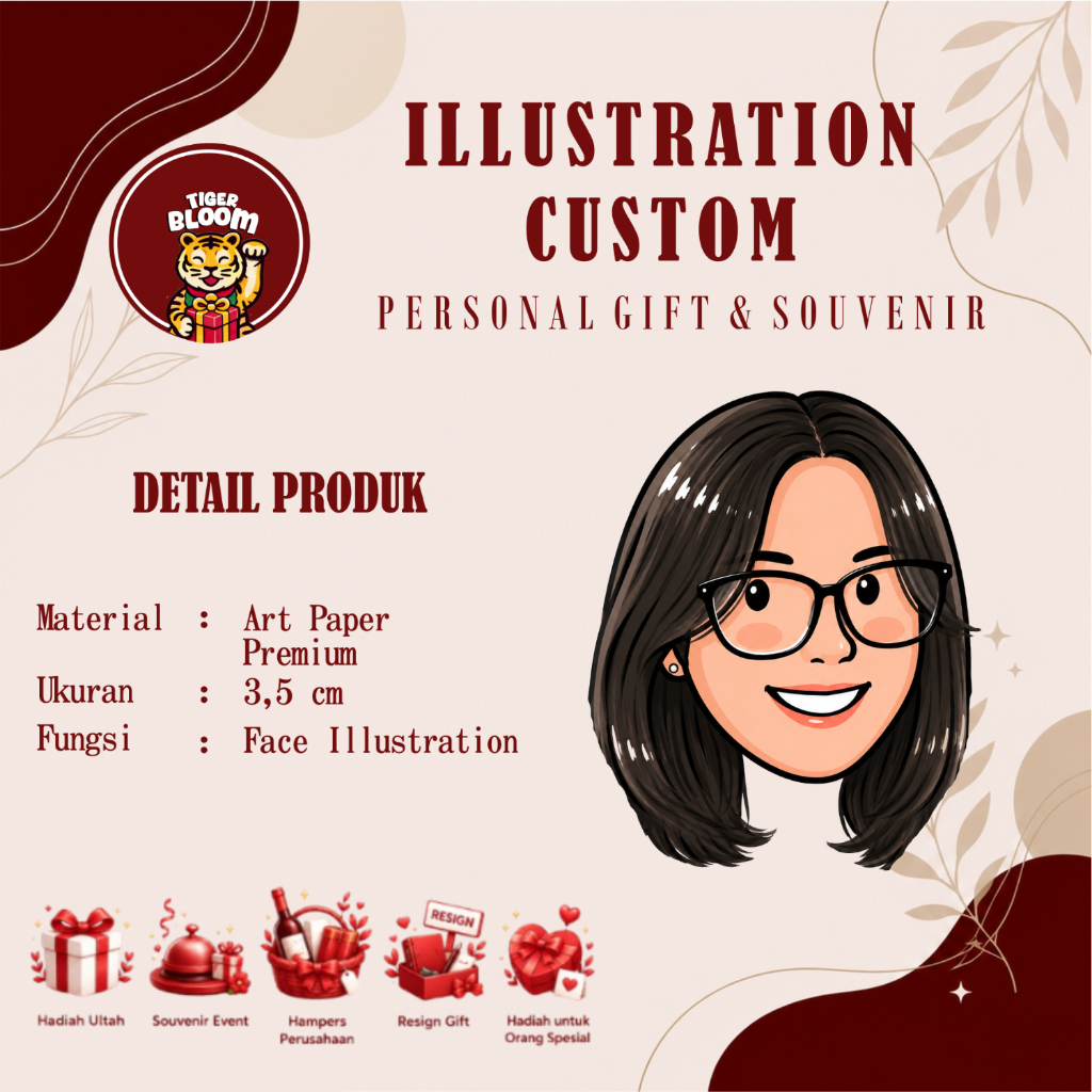 Illustration Custom / Hantag Face Illustration Premium / Tigerbloom.id