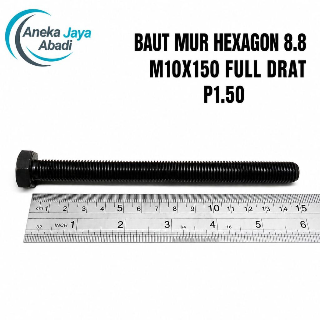 BAUT MUR HEX 8.8 M10X150 FULL DRAT P1.5 HITAM