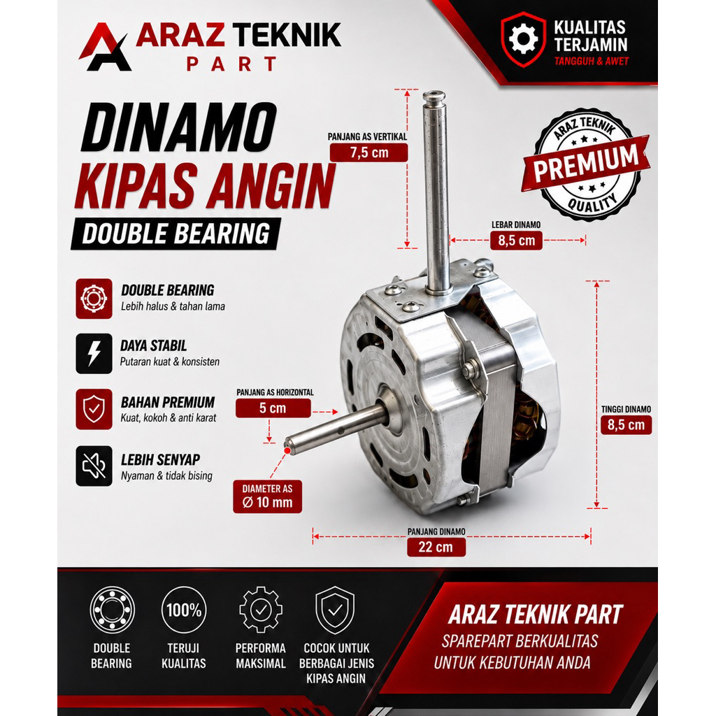 SEKAI HFN1856PO Motor Dinamo Kipas Angin 18 Inchi Besi Metal HFN 1856