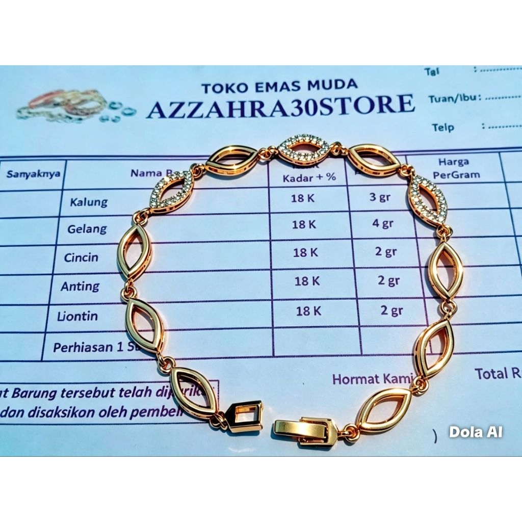 gelang tangan rantai Medan lapis emas muda terlaris