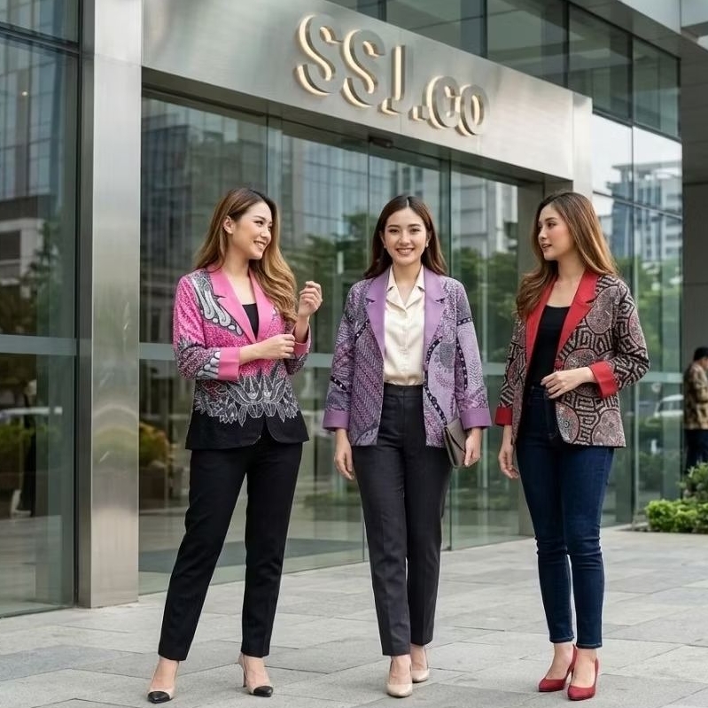 Blus Batik Lengan Panjang Blazer Wanita
