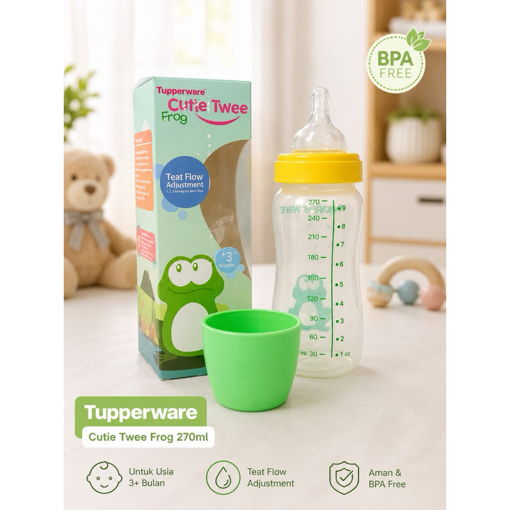 Tupperware cutie Twee frog 270ml dot bayi balita