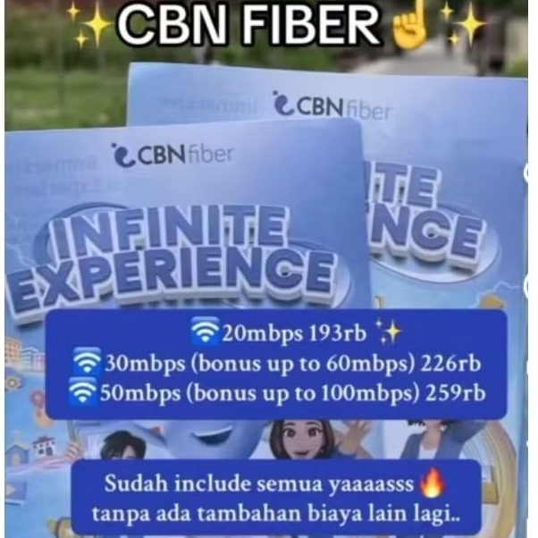 CBN Fiber WiFi Rumah Unlimited 30Mbps 50Mbps | Gratis Pasang Seindonesia | Internet Cepat Stabil Fib