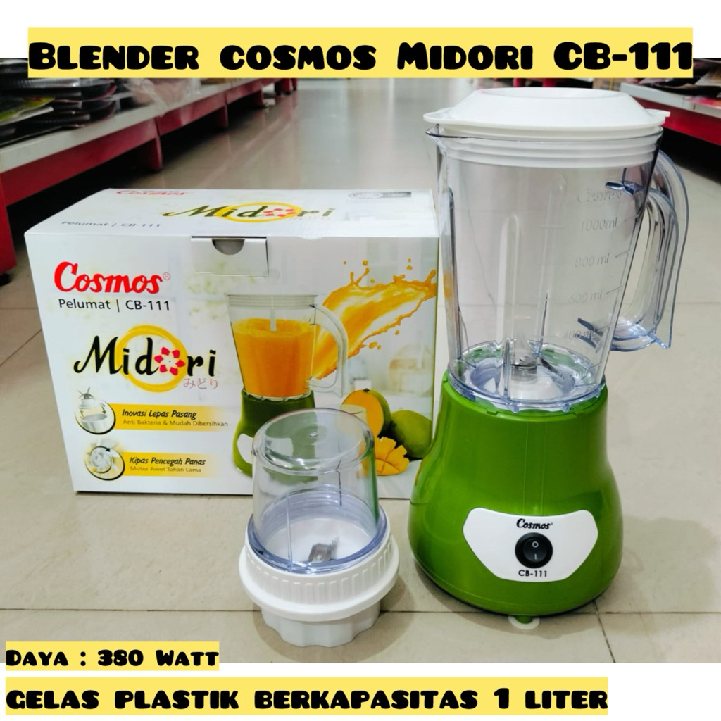 Blender Plastik Cosmos CB-111 1 Liter 380 Watt - Pisau Stainless Steel, Dry Mill, Thermostat Overhea