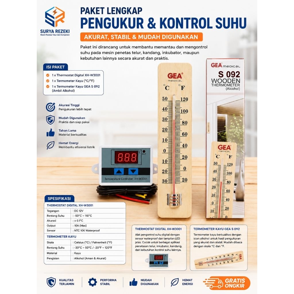 Paket Termostat Digital thermostat digital Termometer kayu  Thermometer Mesin Tetas