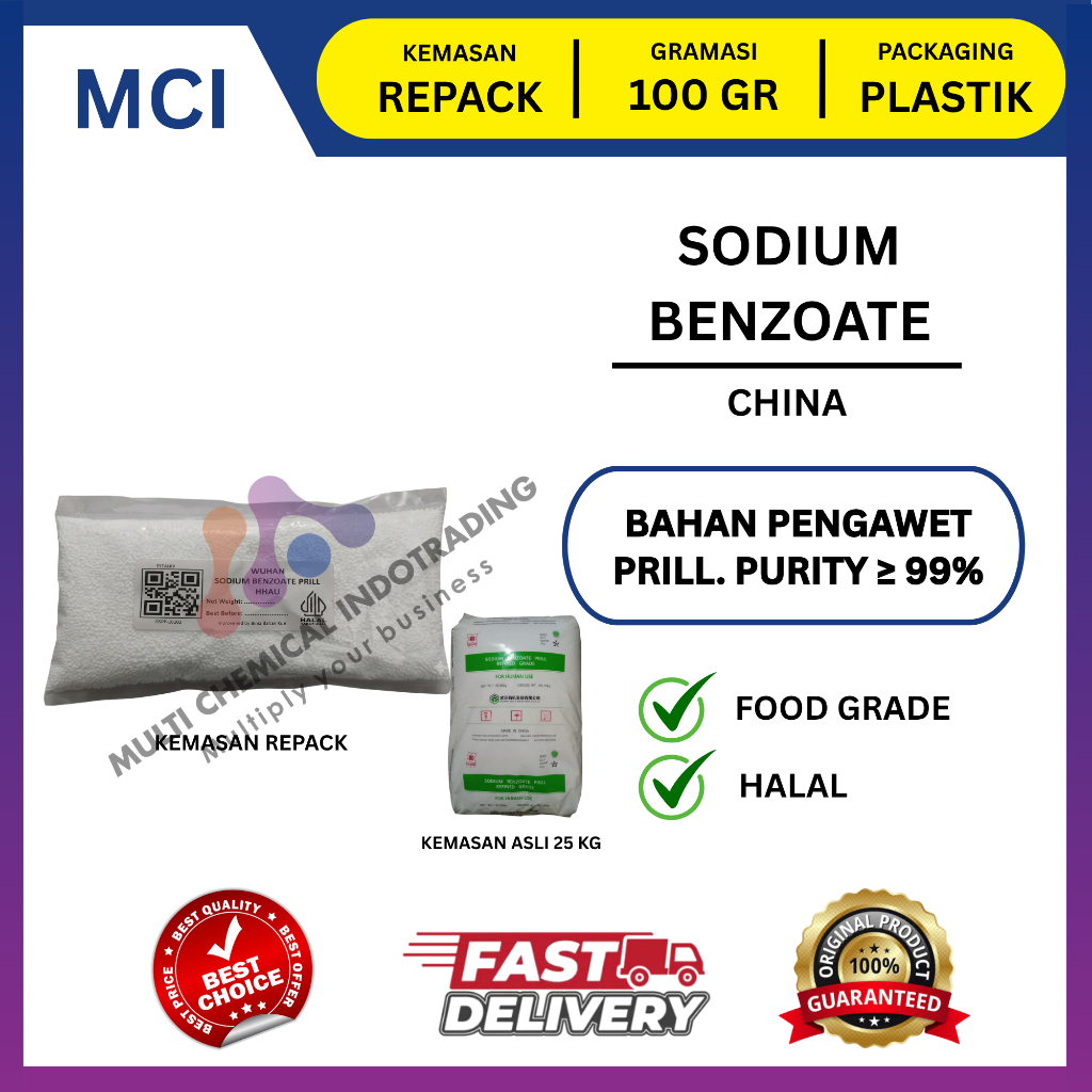SODIUM BENZOATE BENZOAT WUHAN PRILL HIJAU - 100 GR