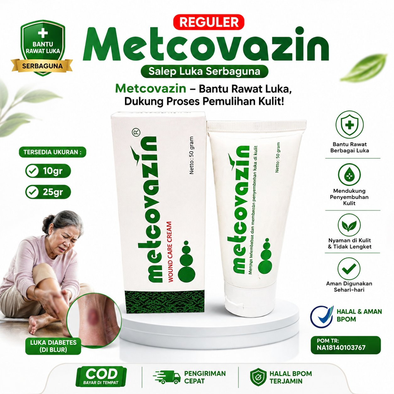 Salep Metcovazin Obat Luka Bernanah Basah Luka Terbuka Diabetes Infeksi Kulit Salep Perawatan Sehari