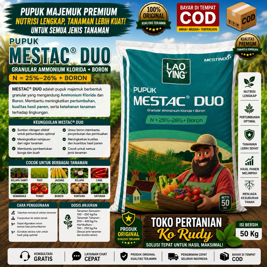 Urea Lao Ying Mestac Duo 50 kg - Urea Amonium Granul + BORON