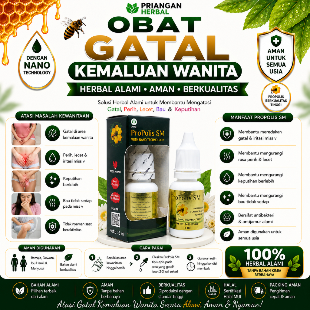Propolis SM Obat Gatal Kemaluan Wanita, Gatal Miss V, Salep Gatal untuk Kemaluan, Gatal Bibir Miss v