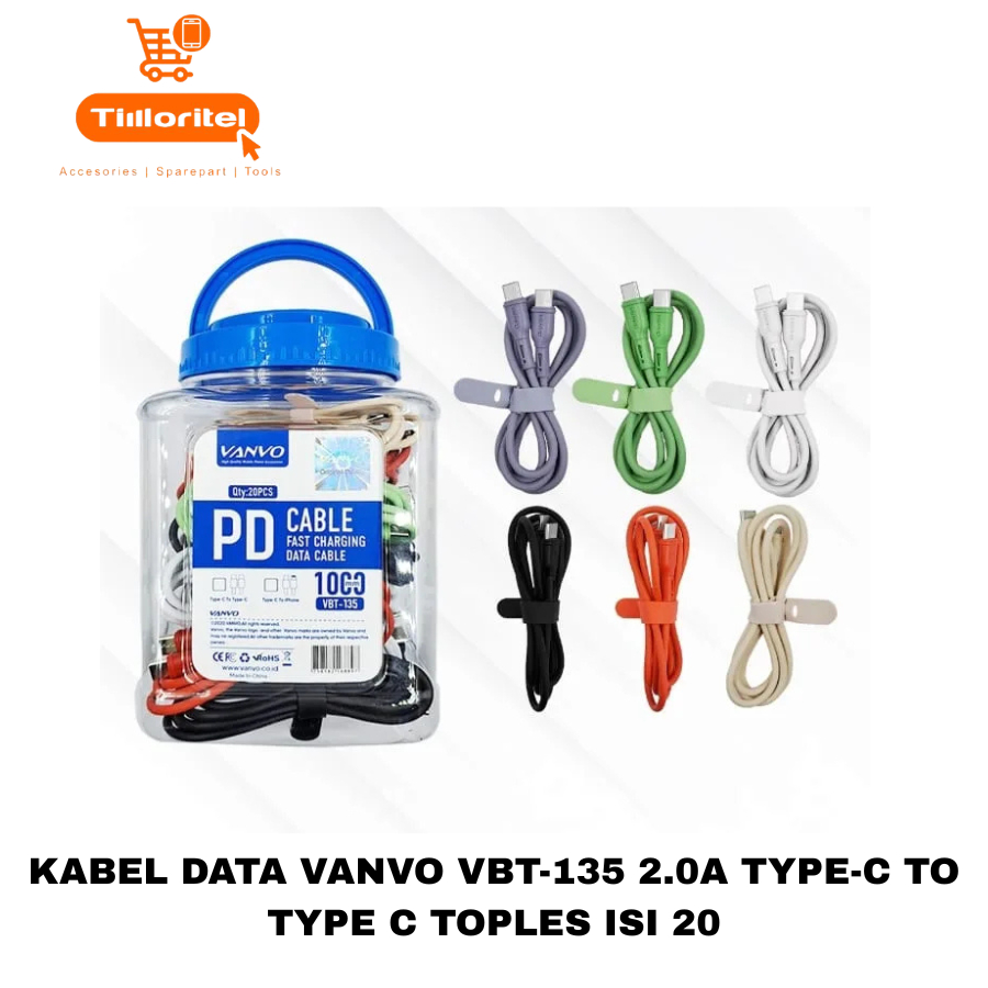 KABEL DATA VANVO VBT-135 2.0A TYPE-C TO TYPE C TOPLES ISI 20