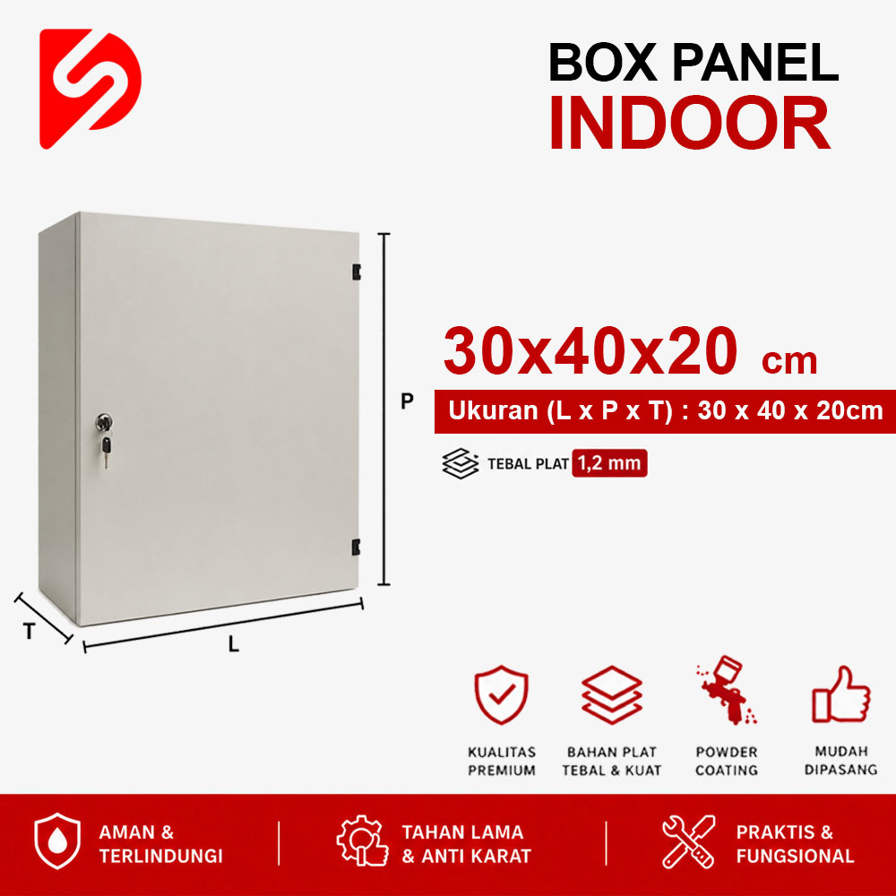 TEBAL 1.2 MM - BOX PANEL INDOOR 30 x 40 x 20 cm  Powder Coating Polos