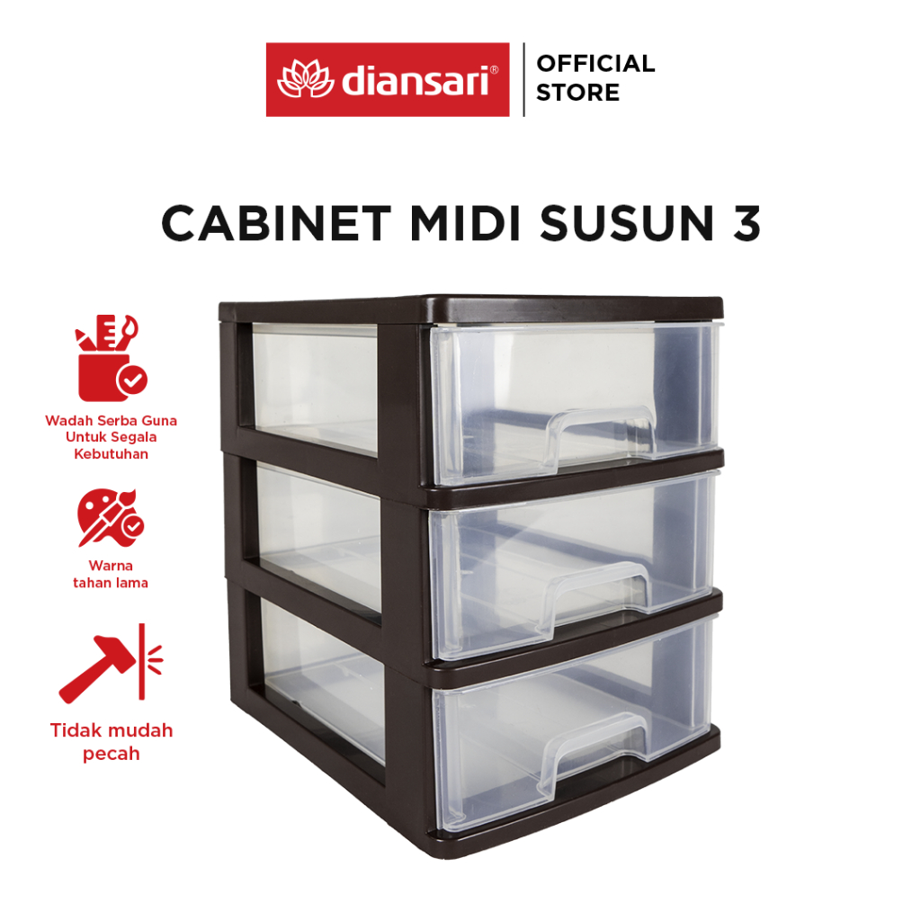 READY DIANSARI Rak Cabinet 3 Susun Jumbo Container Organizer Kosmetik Alat Tulis Kabinet Laci