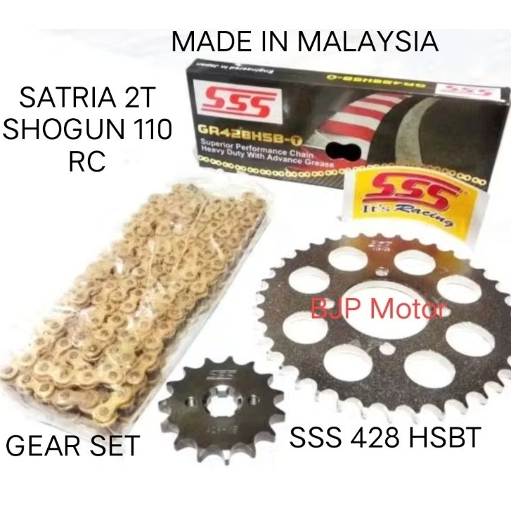 Gear Set SSS 428 Satria 2Tak Shogun 110 Rc Rantai SSS 428 HSBT Gold - Pilihan Ukuran Gir - Pnp
