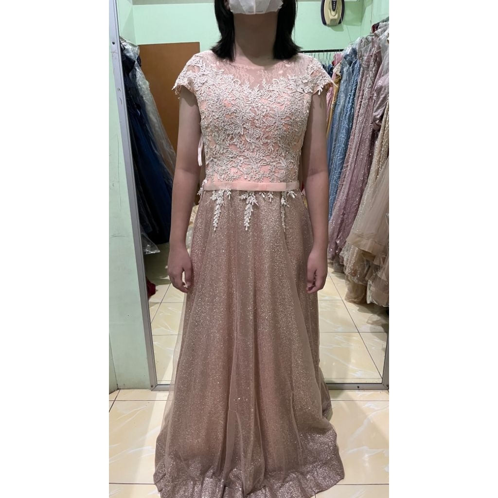 rose gold gaun preloved