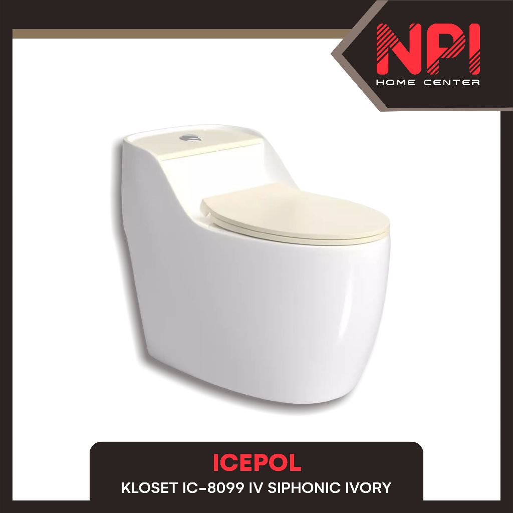 Icepol - Closet / Kloset / Toilet Duduk IC 8099 IV Ivory One Piece Dual Flush Soft Close Siphonic AS