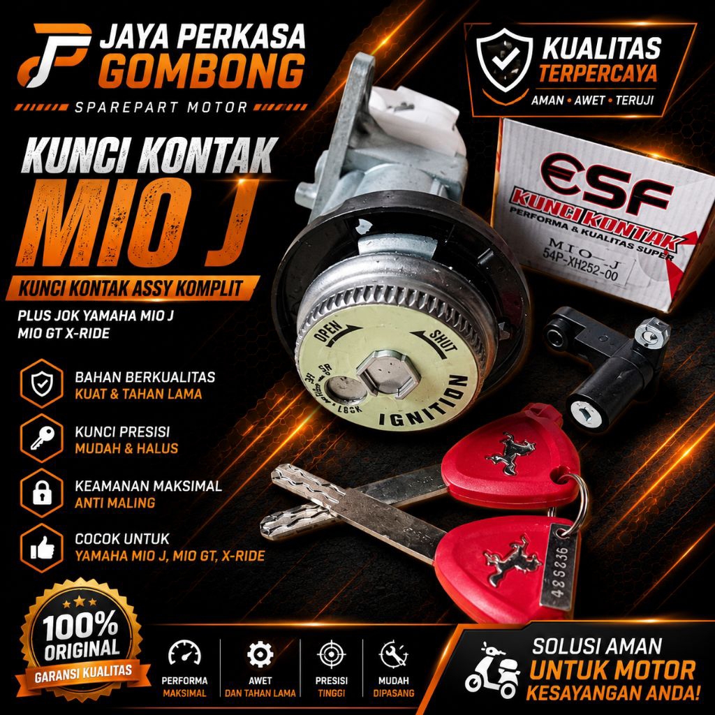 ESF KUNCI KONTAK MIO J KUNCI KONTAK ASSY KOMPLIT PLUS JOK YAMAHA MIO J MIO GT X-RIDE 115 FINO FI 115